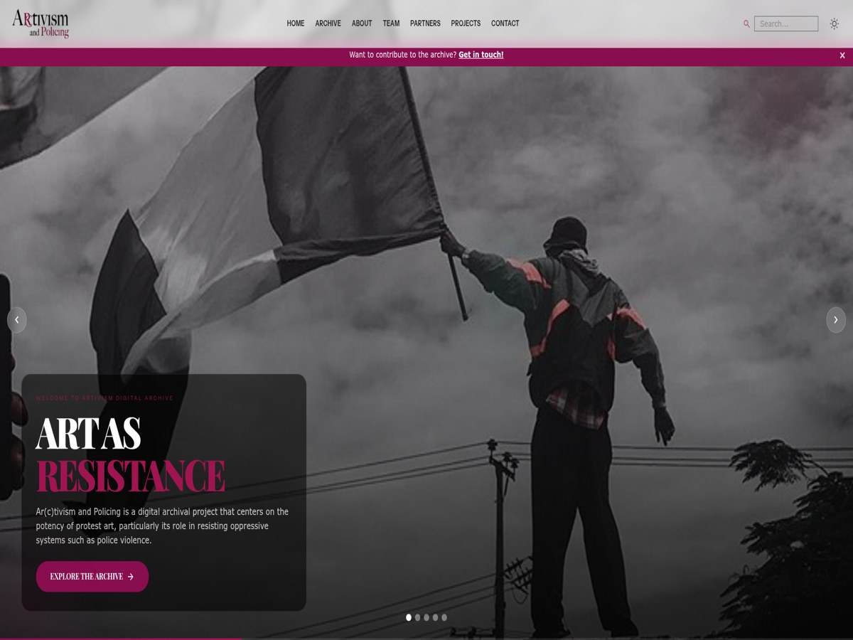Artivism Digital Archive, Archive & Research Website design